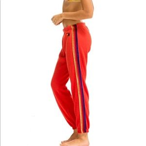 Aviator nation 5 velour stripe sweatpant